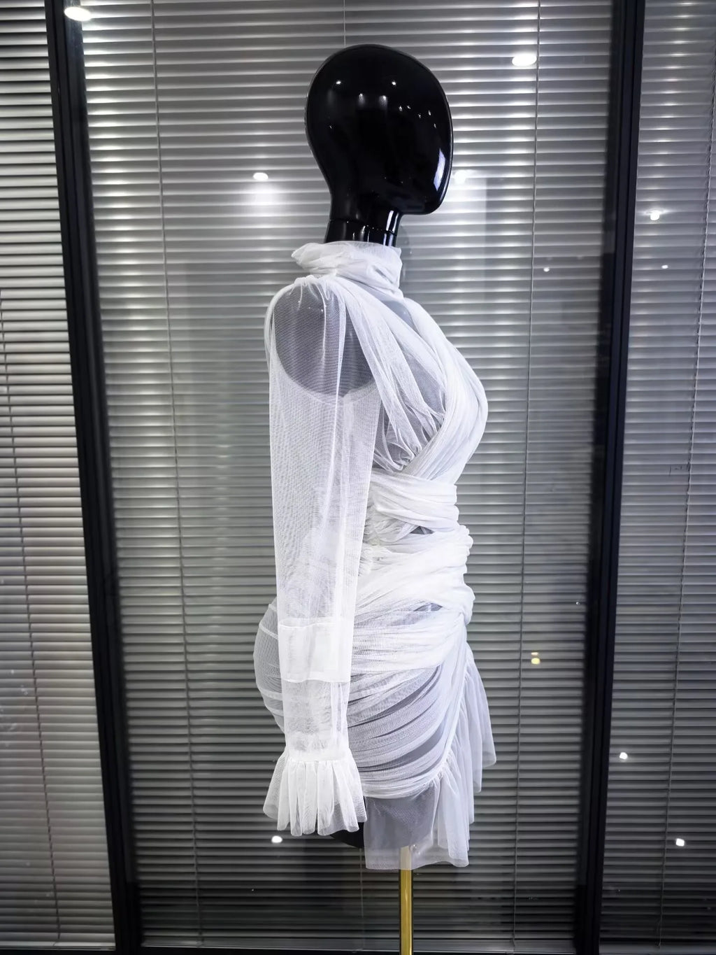 Mesh See-Through Bodycon Mini Dress