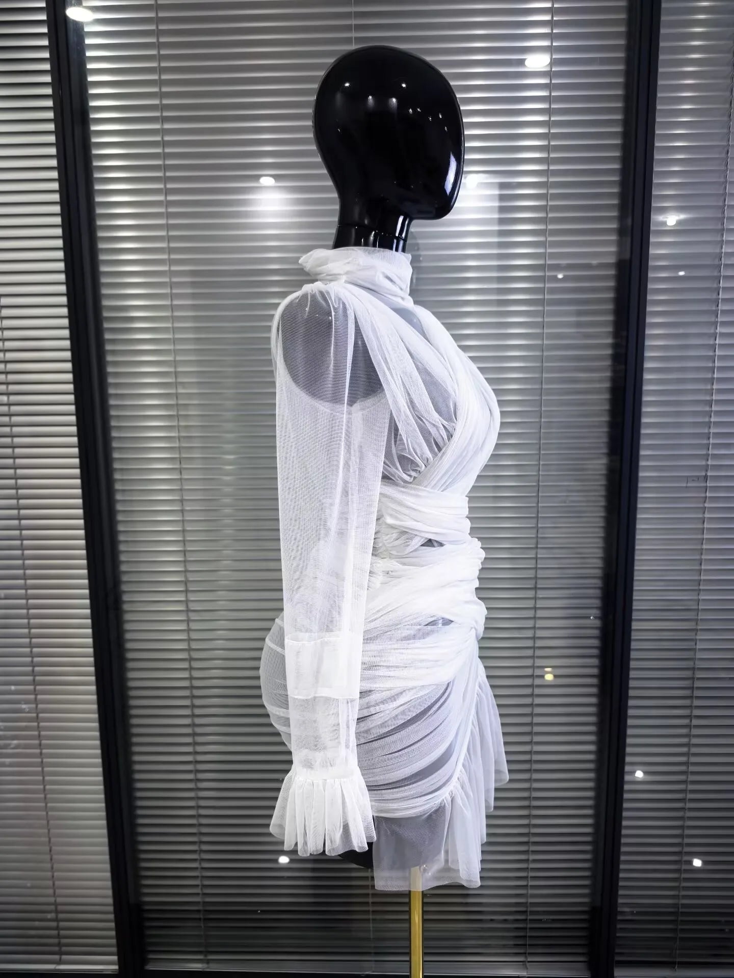 Mesh See-Through Bodycon Mini Dress