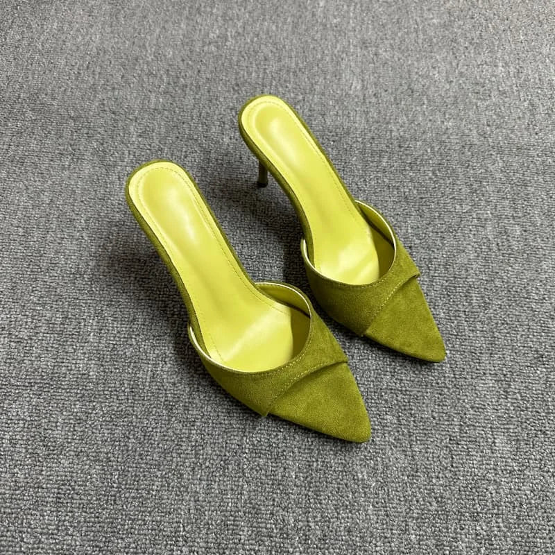 Elegant Slip-On Open Toe Heeled Mules