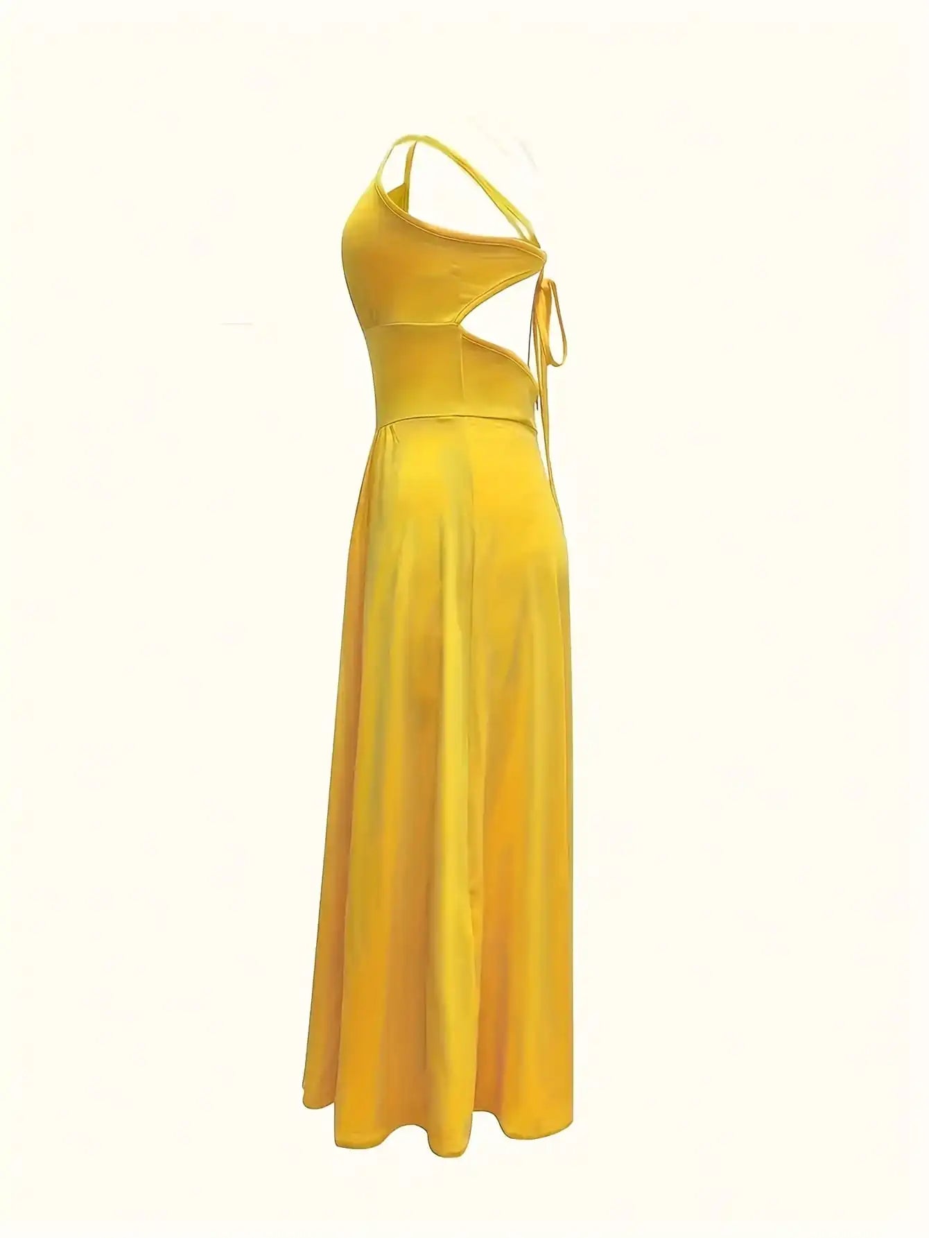 Lace-Up Backless Camisole Slit Dress
