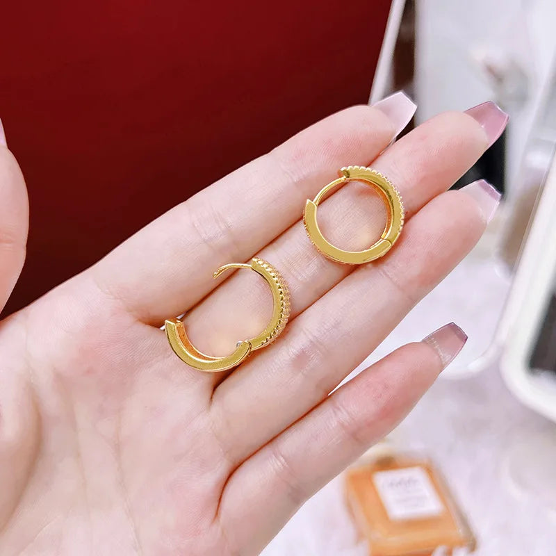 24K Pure Gold Diamond Earrings