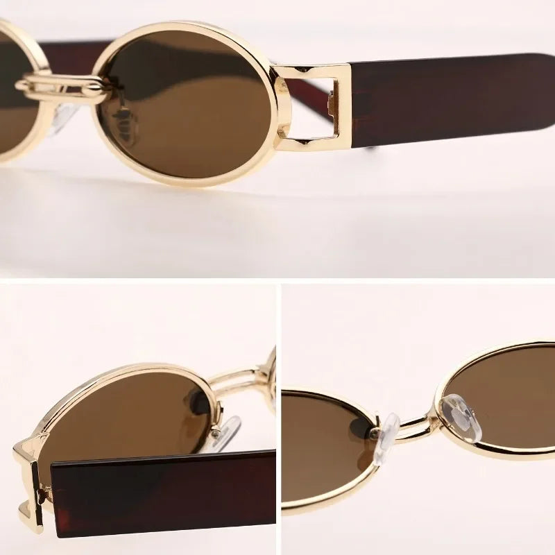 Retro Oval Metal Beach Sunglasses