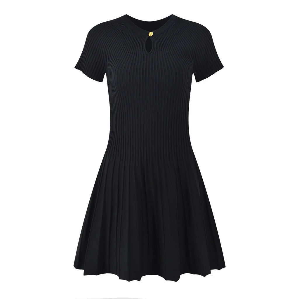 Slim Crew Neck Striped Summer Dress