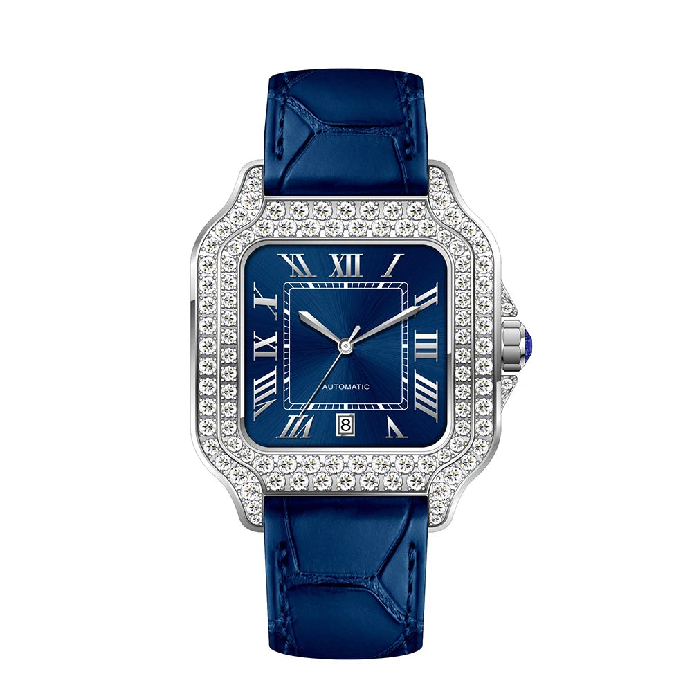 SEAKOSS 40mm Luxury Iced Out Moissanite Watch