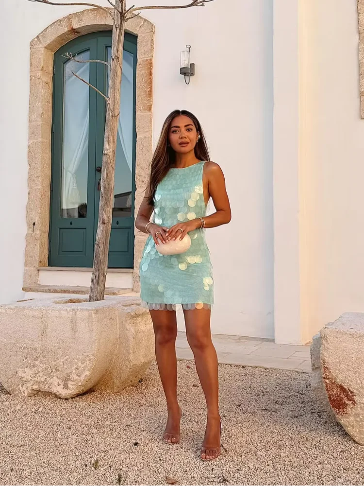 Sexy Sequin Backless Mini Dress