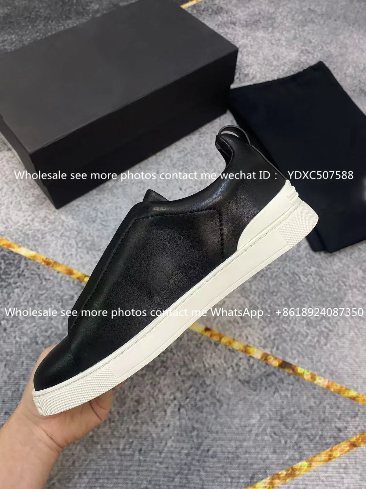 Luxury Leather Men’s Casual Sneakers – Beige Low-Top Loafers