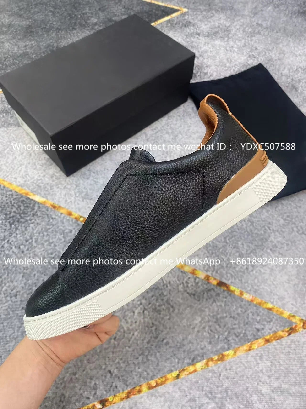 Luxury Leather Men’s Casual Sneakers – Beige Low-Top Loafers