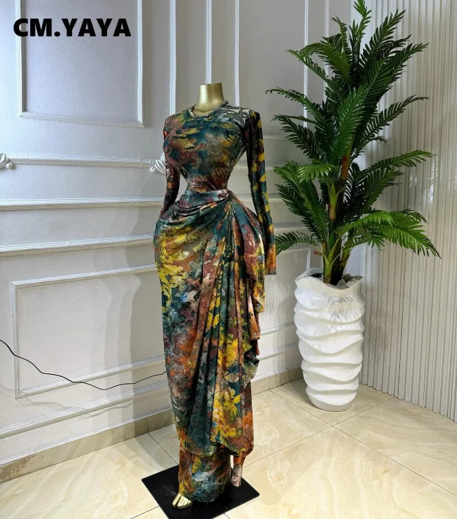 Tie-Dye O-Neck Hole Maxi Dress
