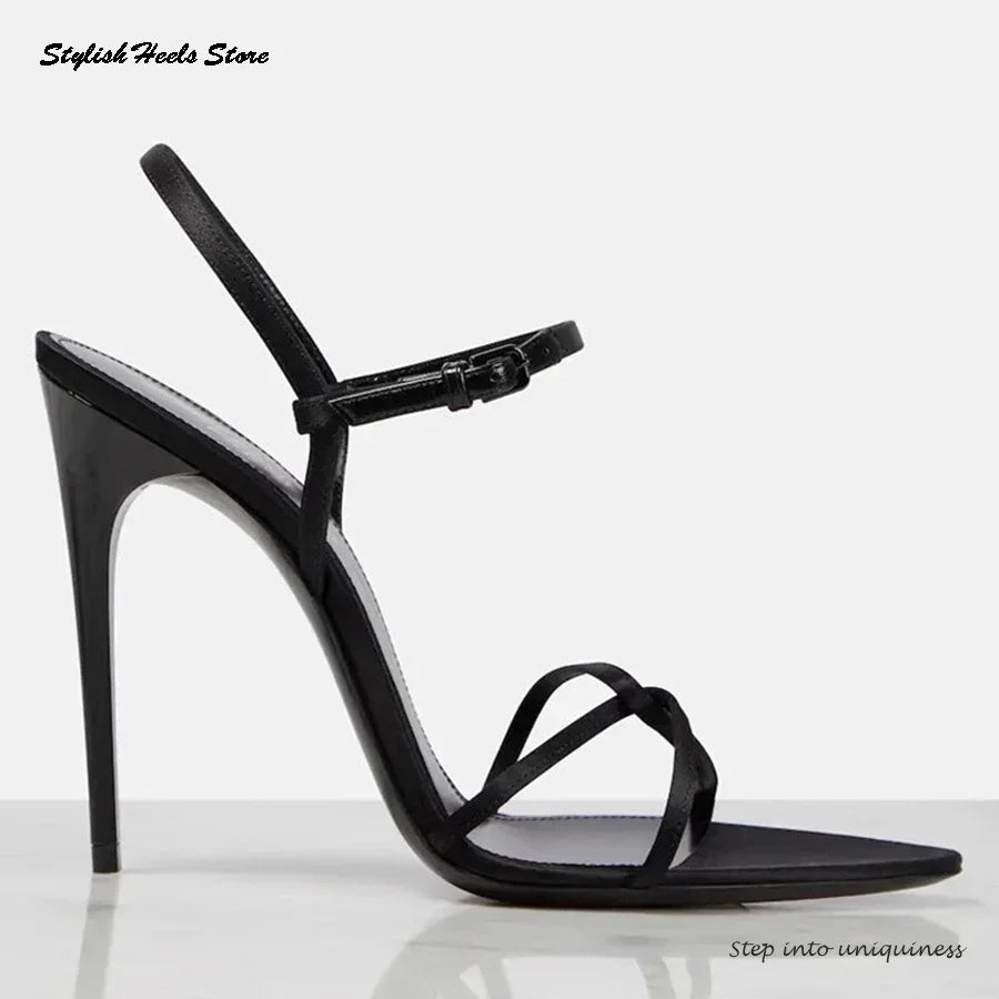 Elegant Women’s Pointed Open-Toe Stiletto Sandals – Strappy Thin Heels