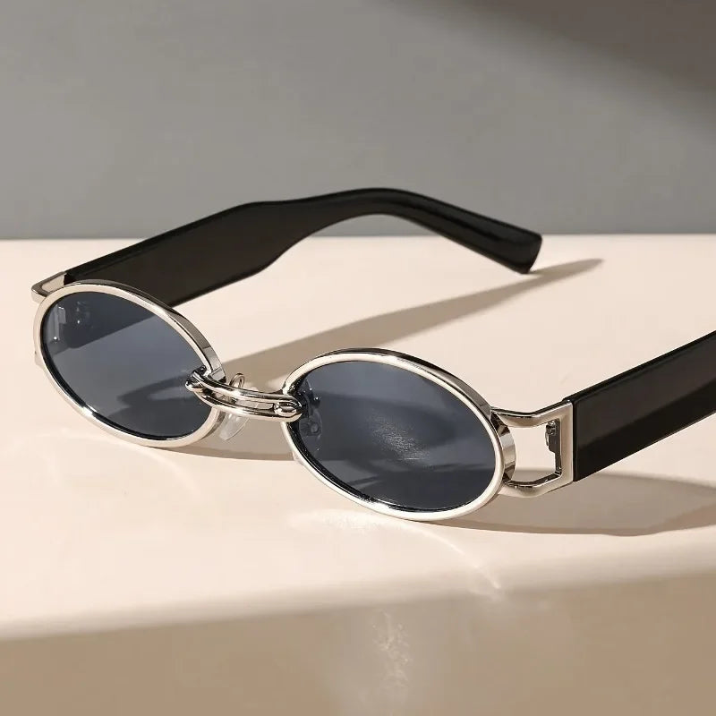 Retro Oval Metal Beach Sunglasses