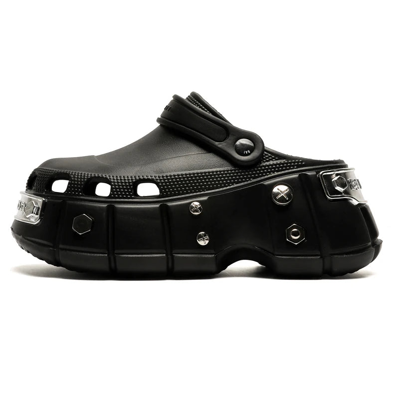 Women’s 6cm Platform Clogs – Metal Rivet Design