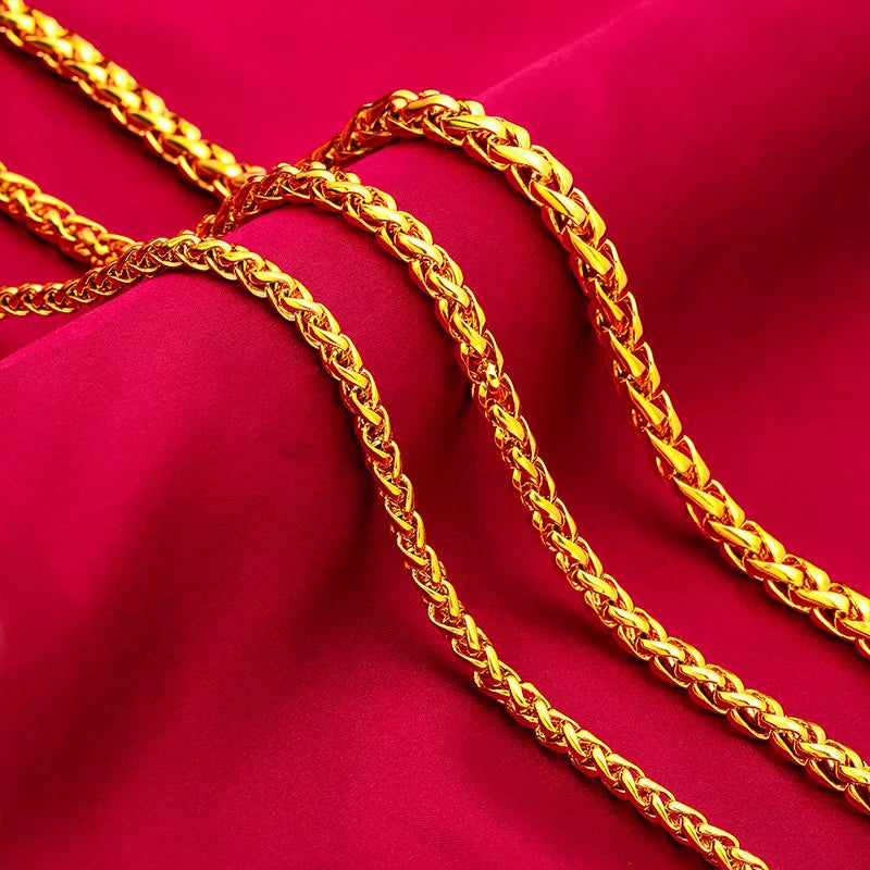 Hammered 24K Gold Rope Chain