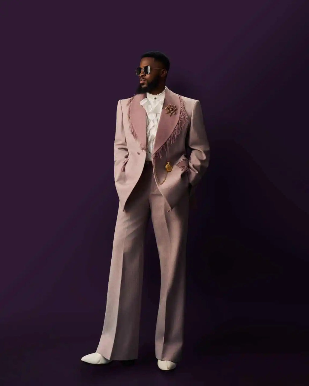Men’s Elegant Purple & Gold Blazer Set – 2-Piece Formal Suit
