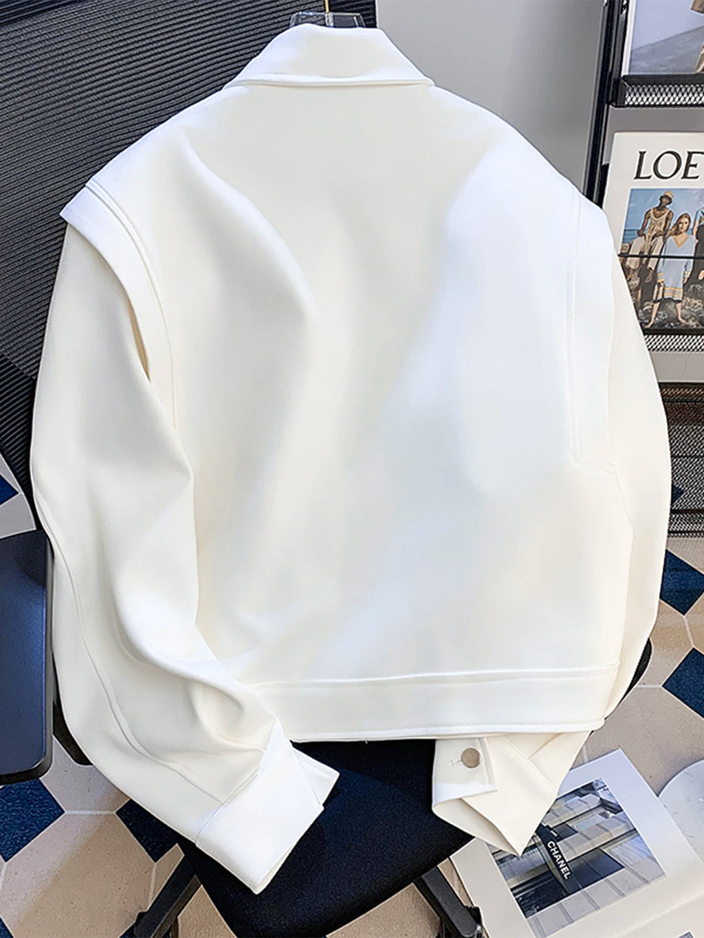 White Deconstructed Scimitar Sleeve Jacket