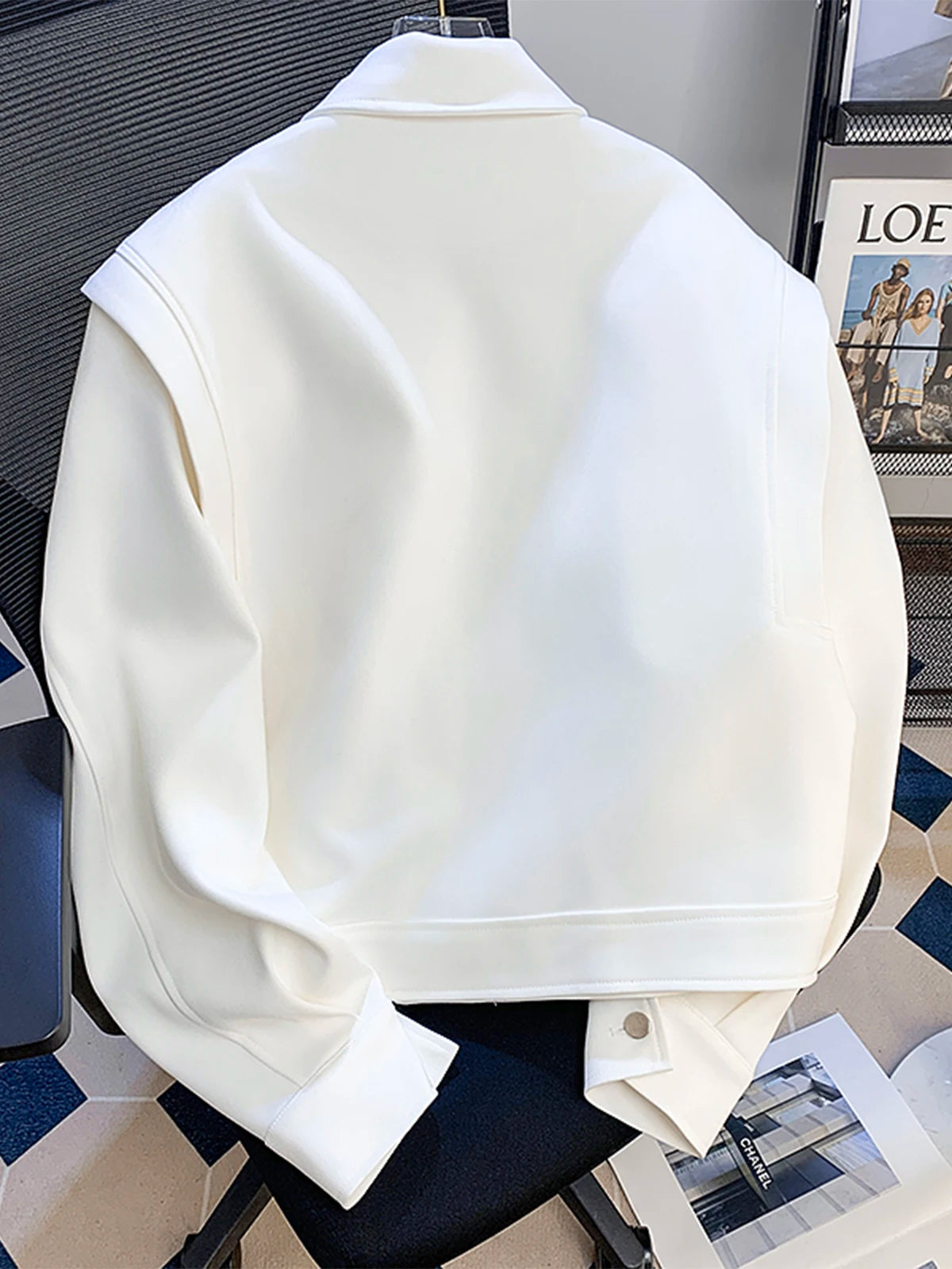 White Deconstructed Scimitar Sleeve Jacket