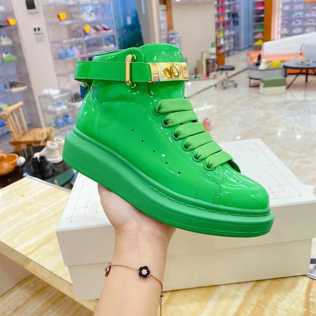 Luxury Men’s Patent Leather Platform Shoes