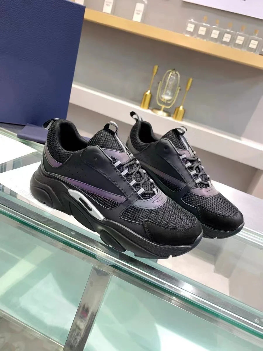 Unisex Leather Mesh Dad Sneakers – Lightweight & Stylish