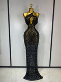 Sparkly Rhinestone Backless Bodycon Maxi Dress