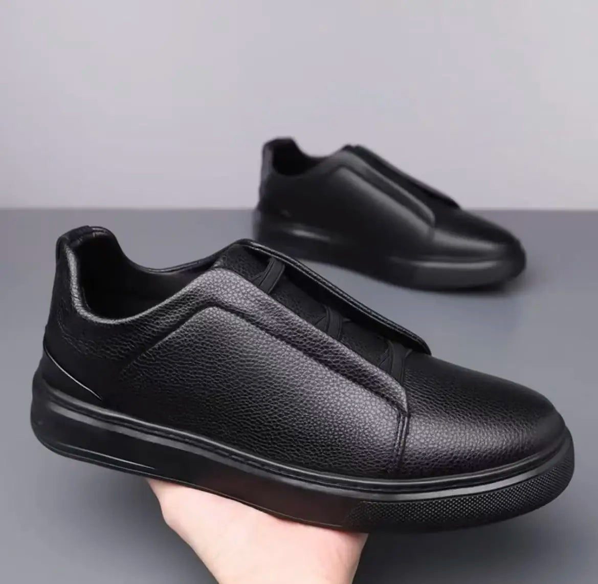Genuine Leather Men’s Casual Flats – Breathable & Comfortable Shoes