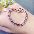 Natural Garnet 925 Silver Bracelet