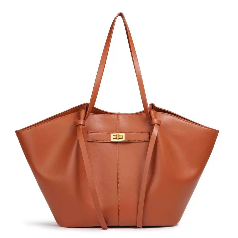 Large Capacity Trapeze PU Leather Tote Bag