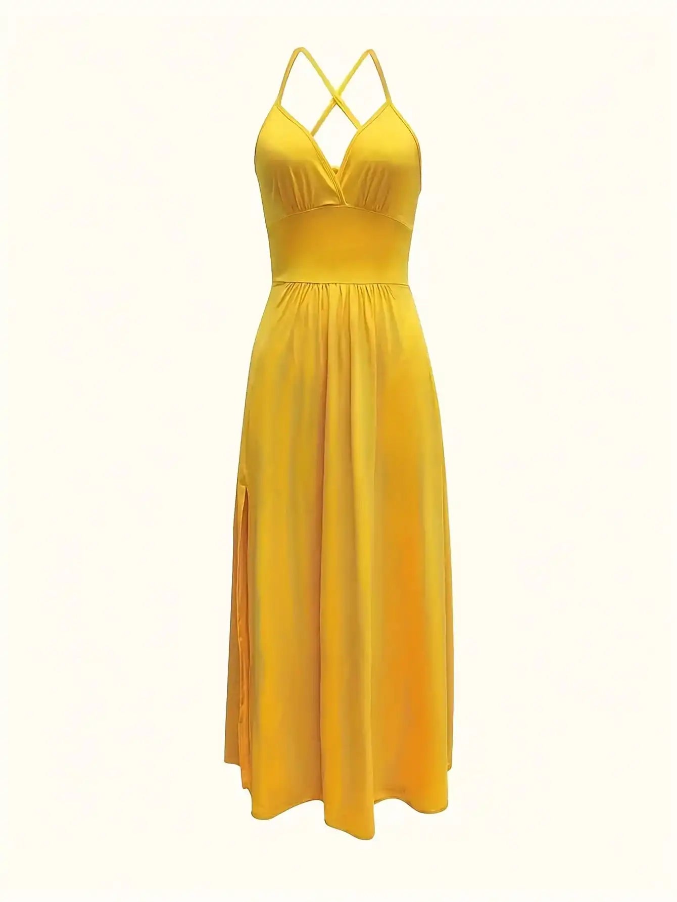 Lace-Up Backless Camisole Slit Dress
