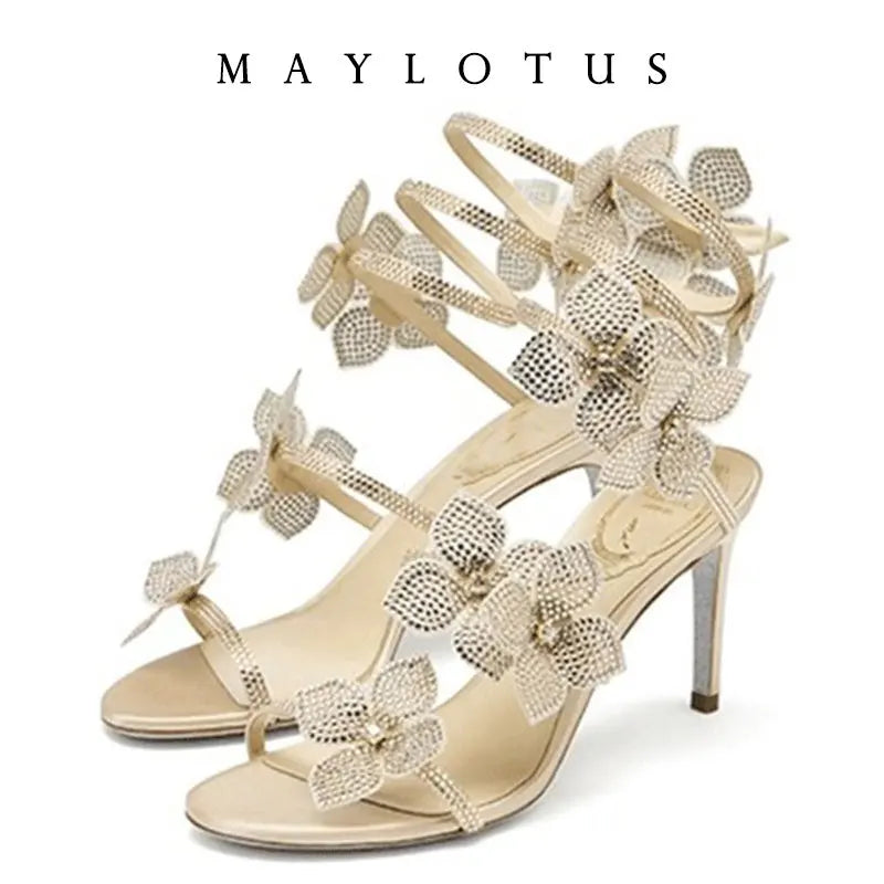 Jeweled Snake-Shaped Stiletto Sandals