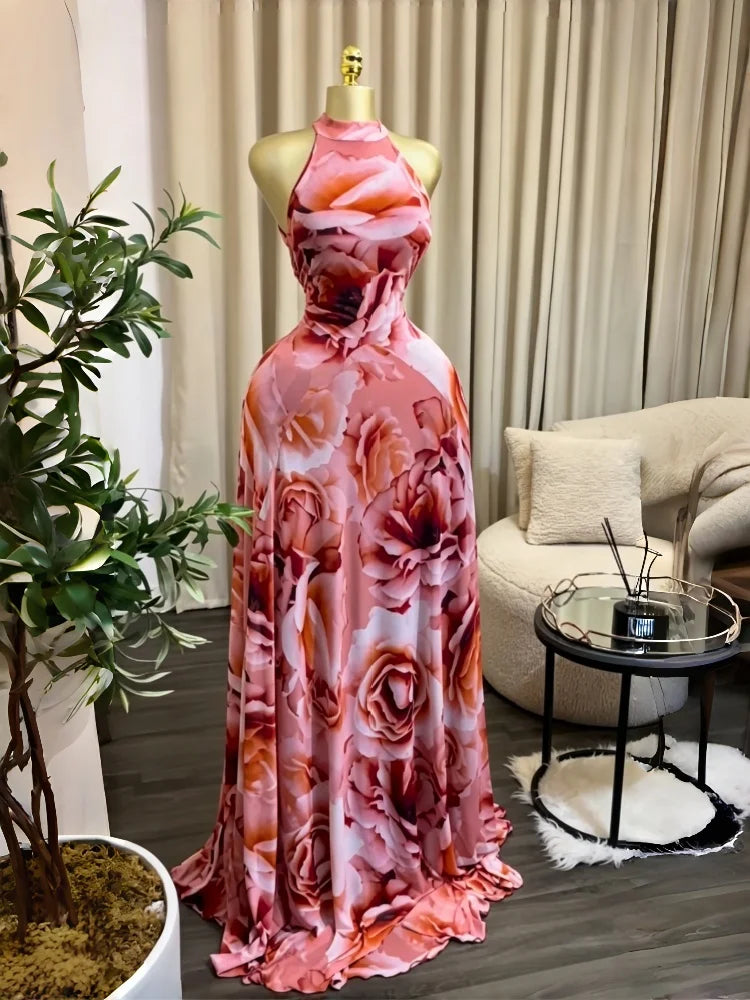 Sleeveless Printed Big Swing Maxi Dress