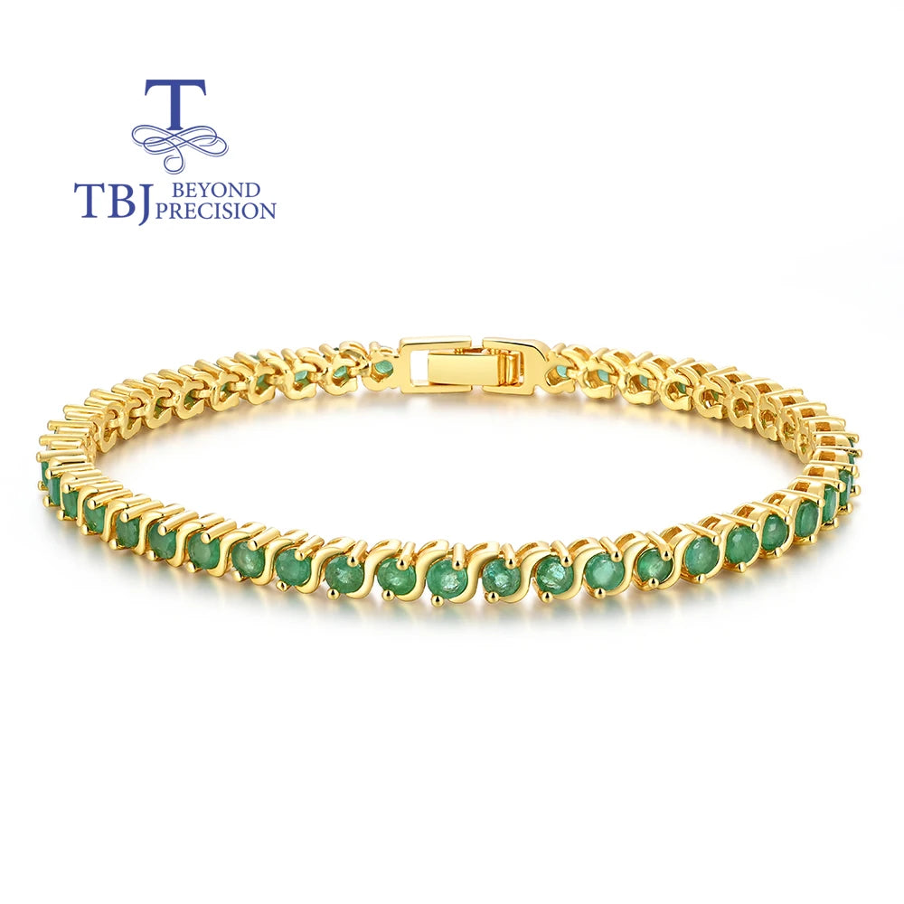Natural Emerald S925 Silver Bracelet