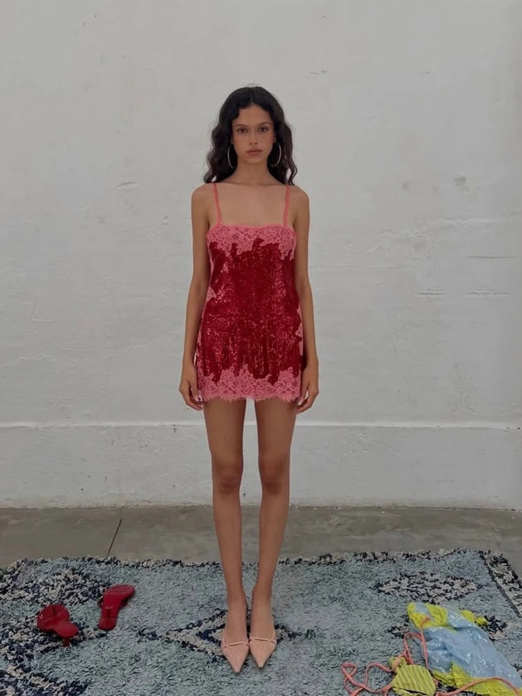 Sexy Sequin Backless Mini Dress