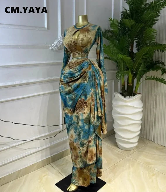 Tie-Dye O-Neck Hole Maxi Dress