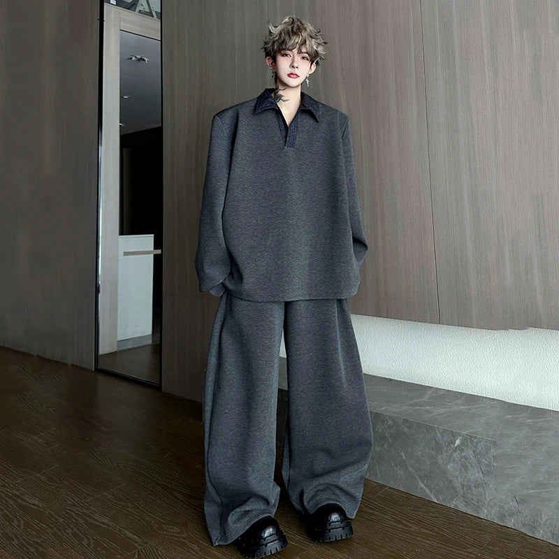 IEFB Contrast Color Fake Two-Piece Suit
