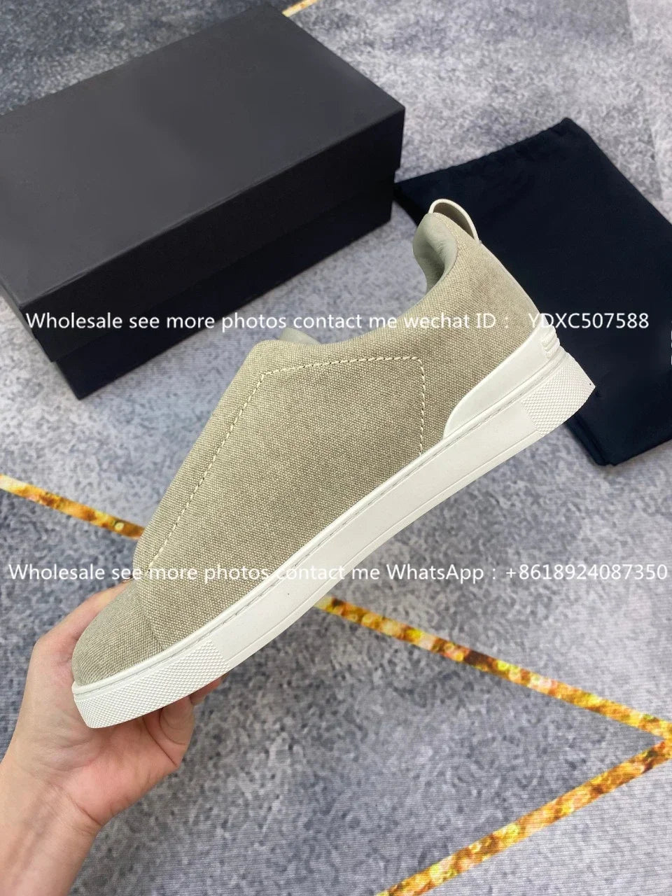 Luxury Leather Men’s Casual Sneakers – Beige Low-Top Loafers