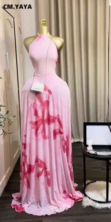Sleeveless Printed Big Swing Maxi Dress