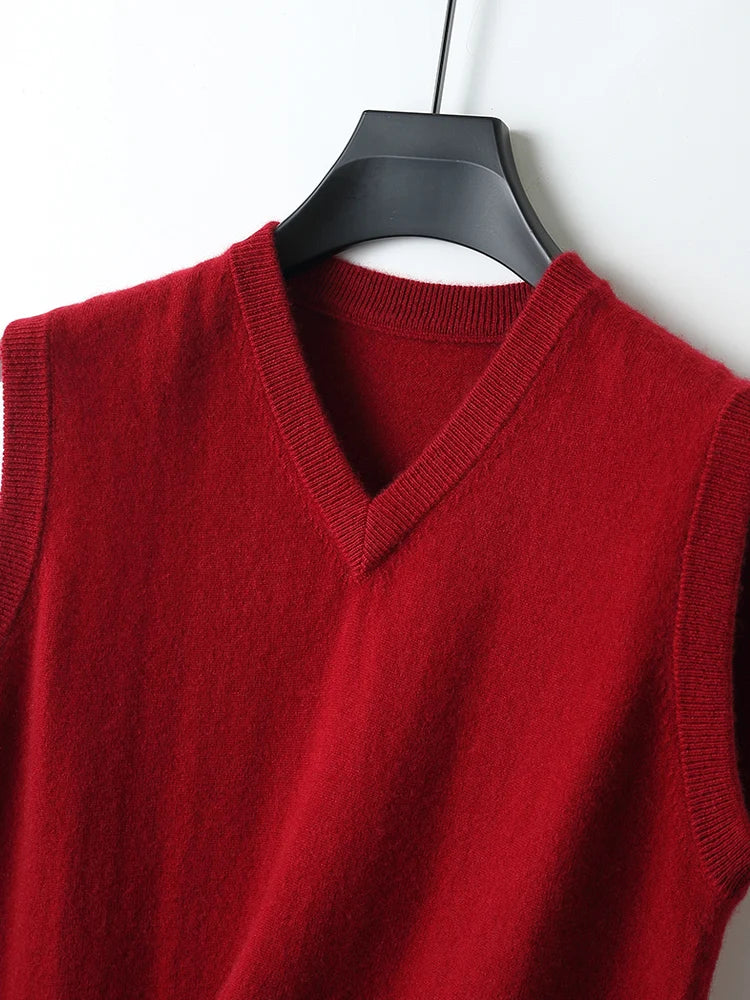 Men's V-Neck Knitted Merino Vest