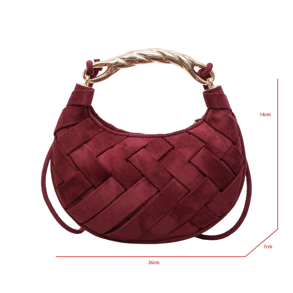 Wine Red Half Moon Clutch Bag