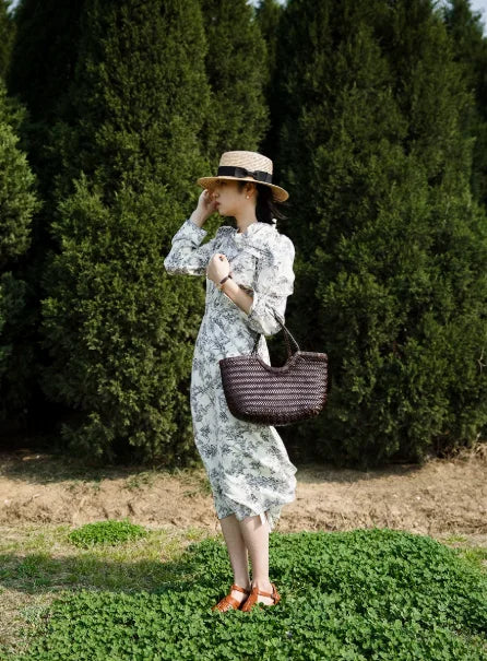 Hand-Woven Genuine Leather Tote Bag