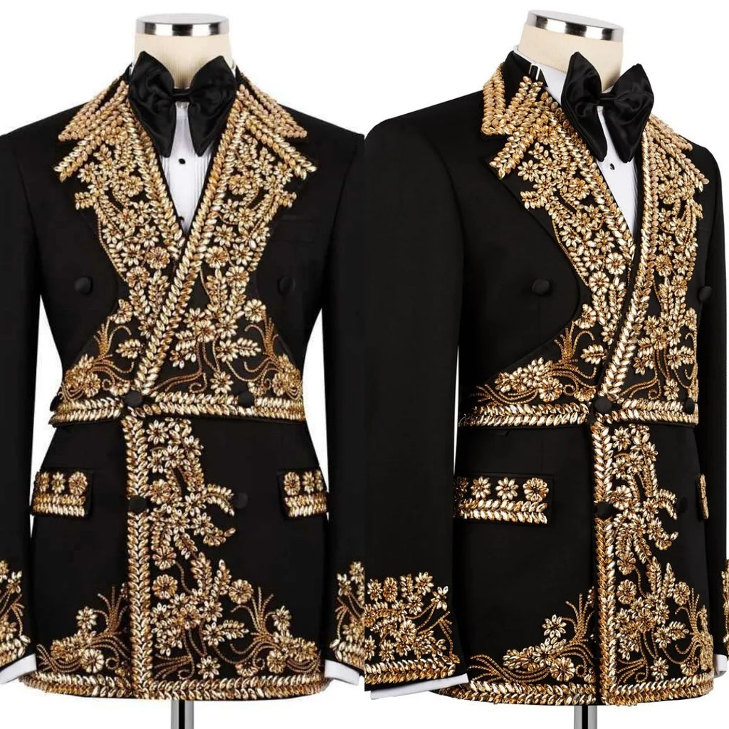 Luxury Crystal Blazer Homme – Veste Double Boutonnage à Strass