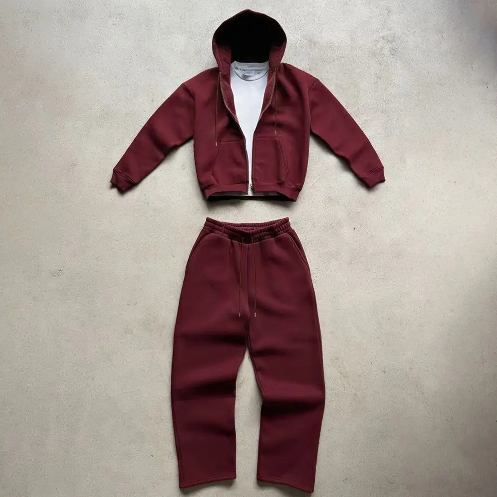 Zip-Up Hoodie & Wide-Leg Tracksuit