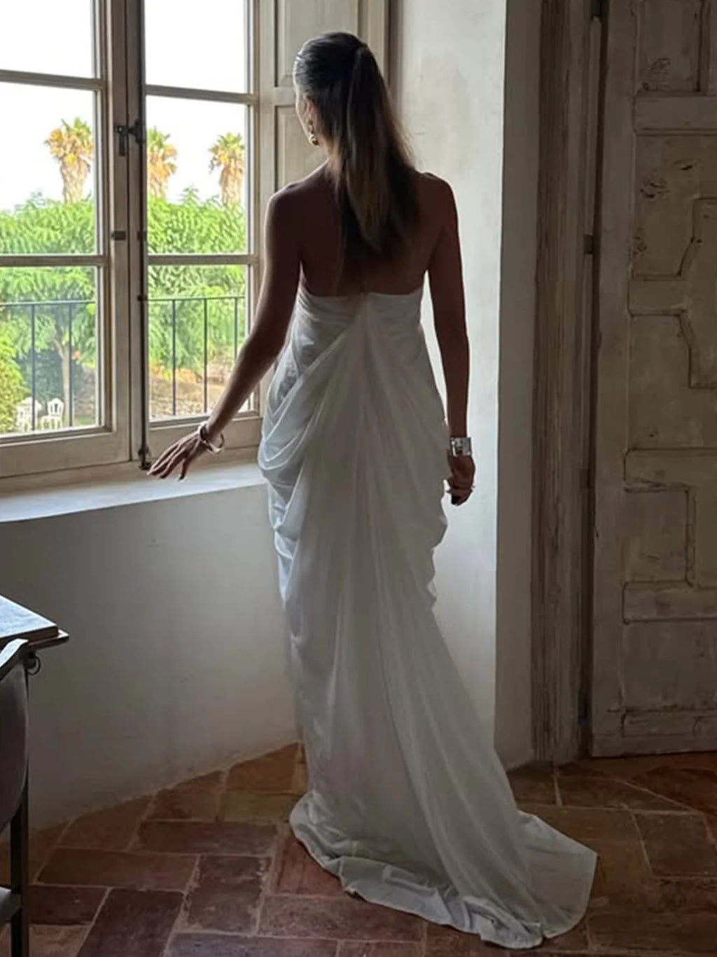 Hugcitar Halter Ruched Backless Sexy Maxi Dress
