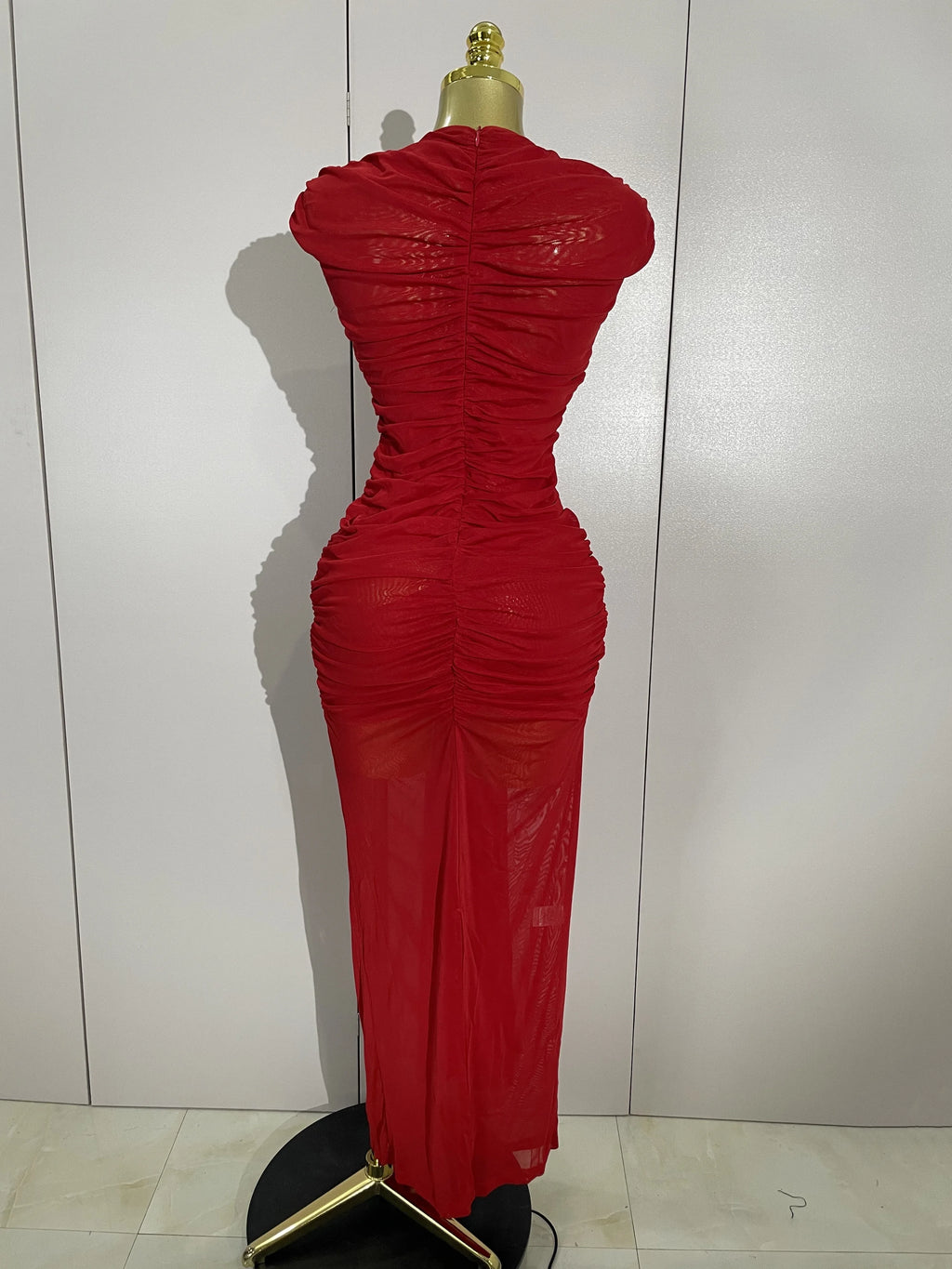 Sleeveless O-Neck Hollow-Out Mesh Bodycon Maxi Dress