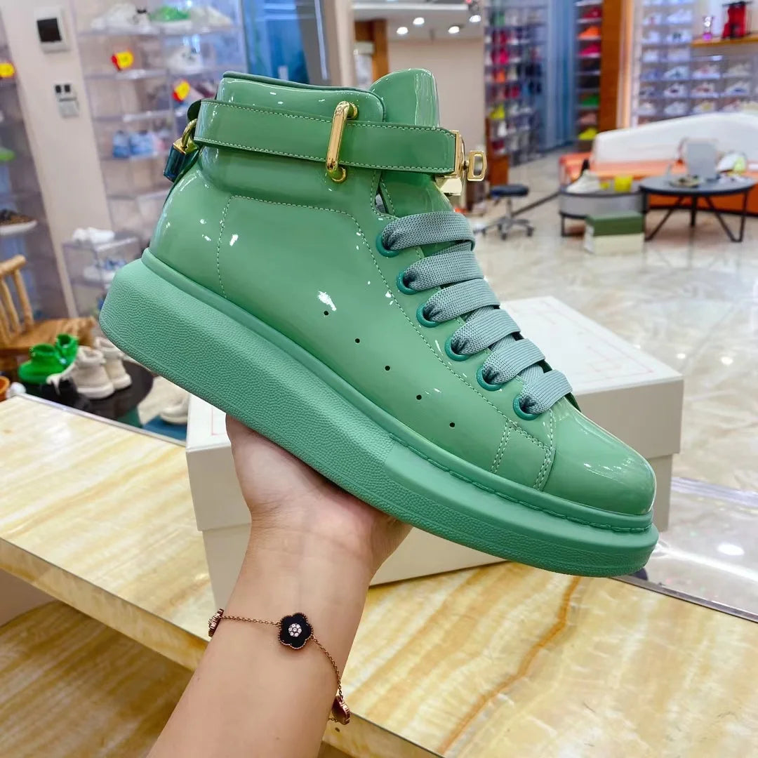 Luxury Men’s Patent Leather Platform Shoes