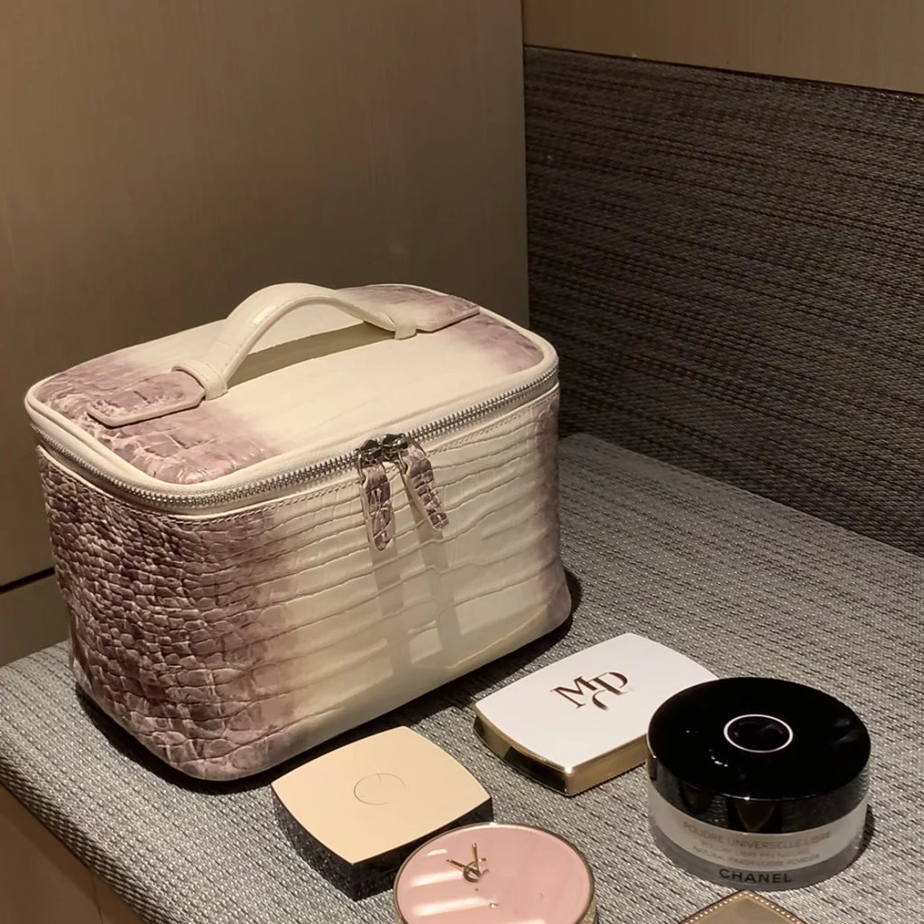 Portable Square Leather Vanity Bag