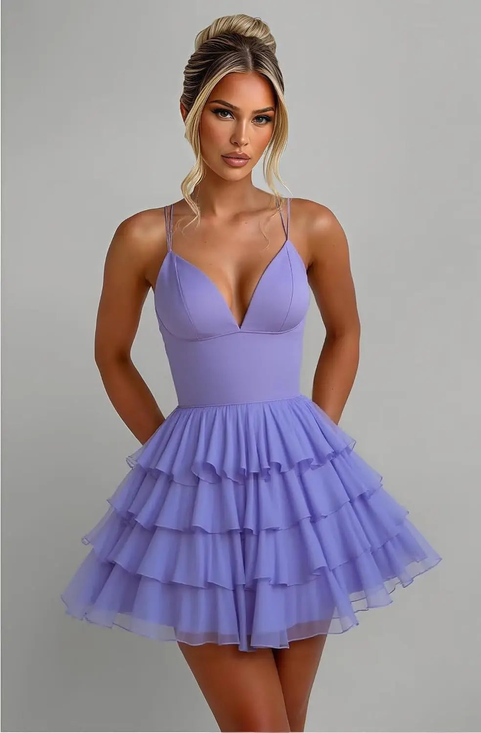 Spaghetti Straps Tiered Ruffle Mini Dress