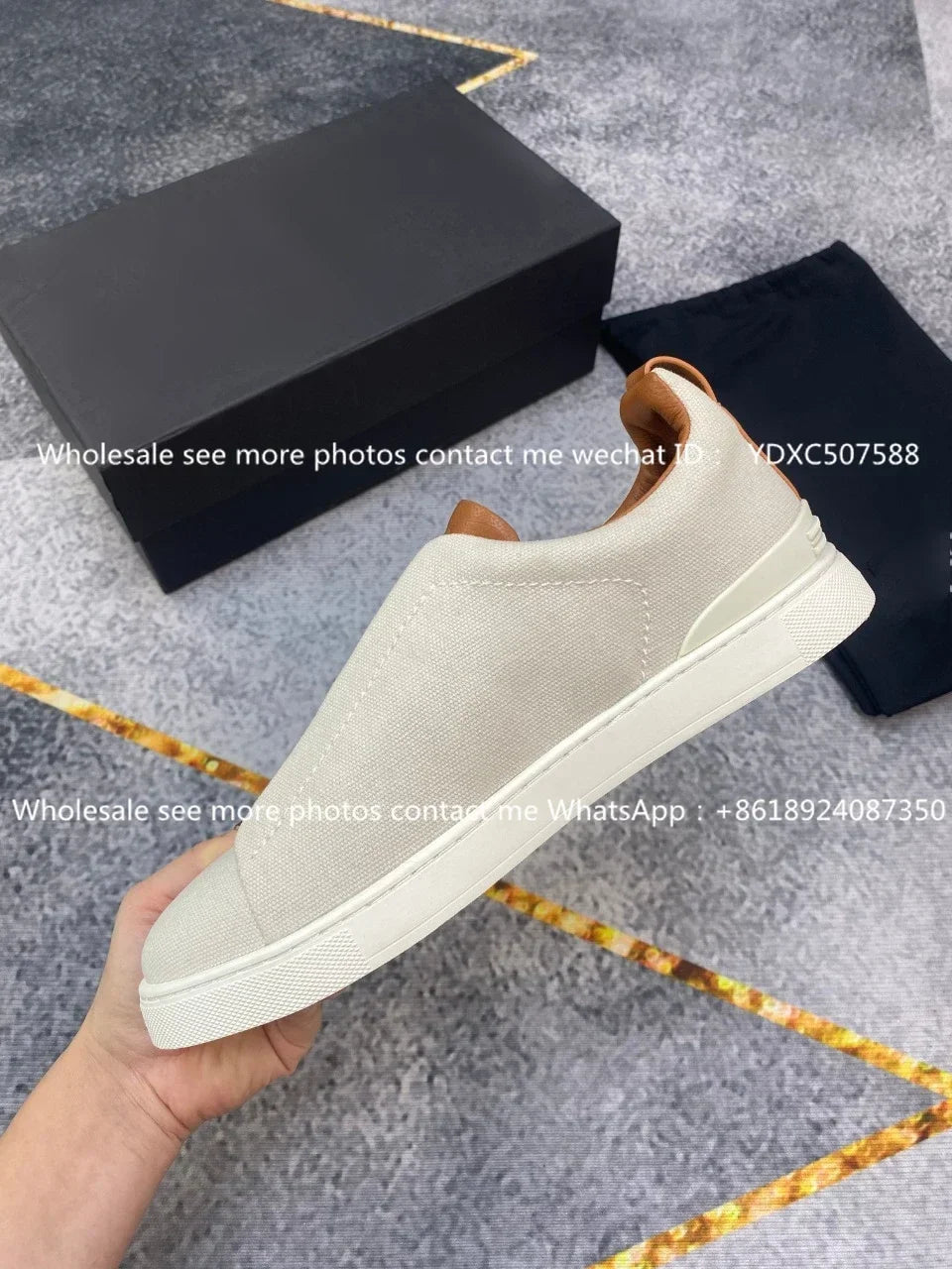 Luxury Leather Men’s Casual Sneakers – Beige Low-Top Loafers