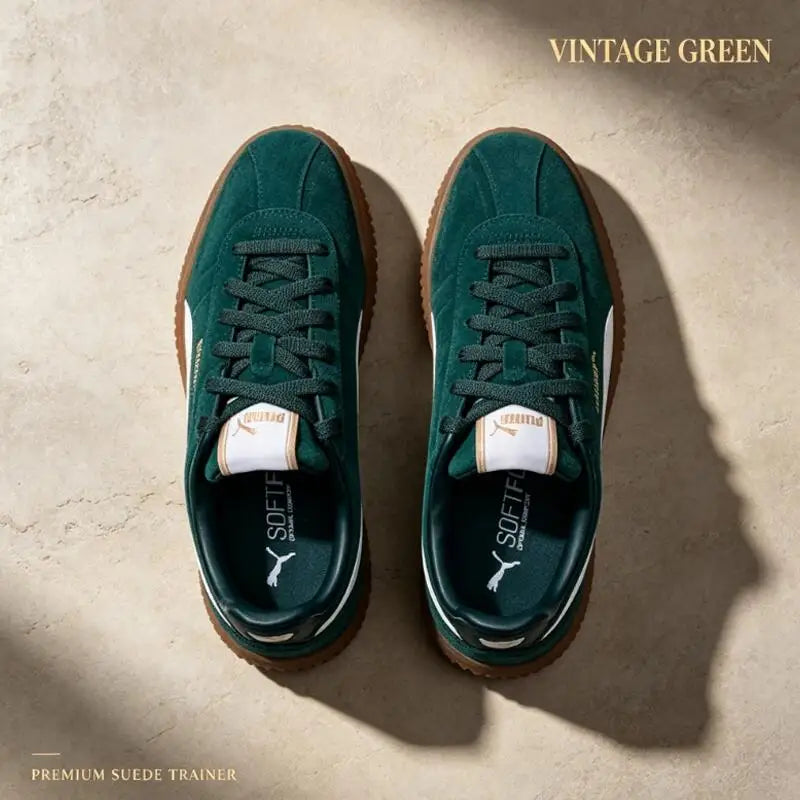 Green Suede Vintage Low Top Sneakers