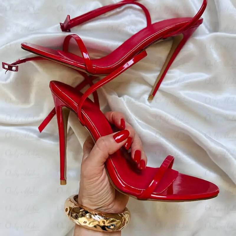 Women’s Green Peep-Toe High-Heel Ankle Sandals – Elegant Party Shoes