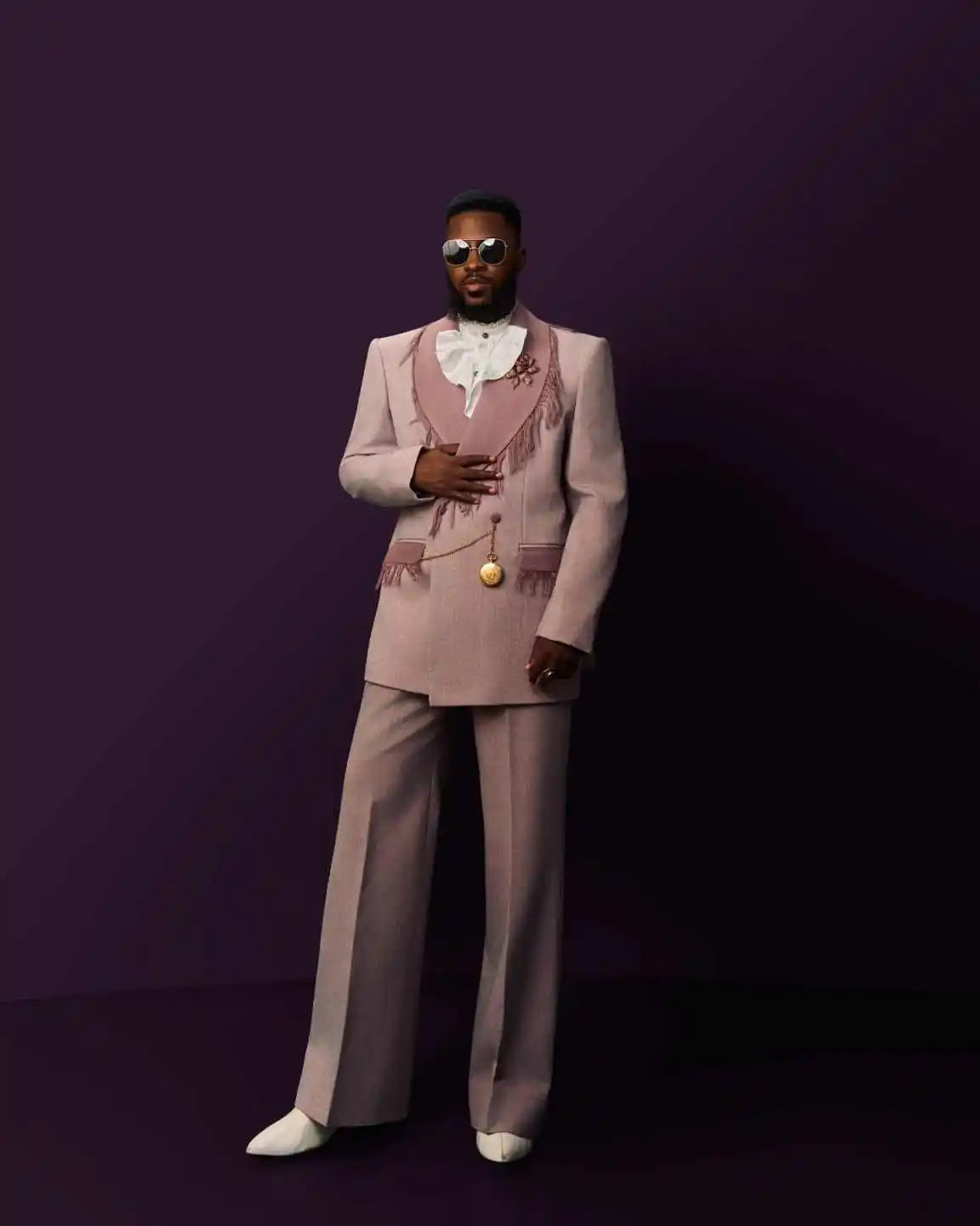 Men’s Elegant Purple & Gold Blazer Set – 2-Piece Formal Suit