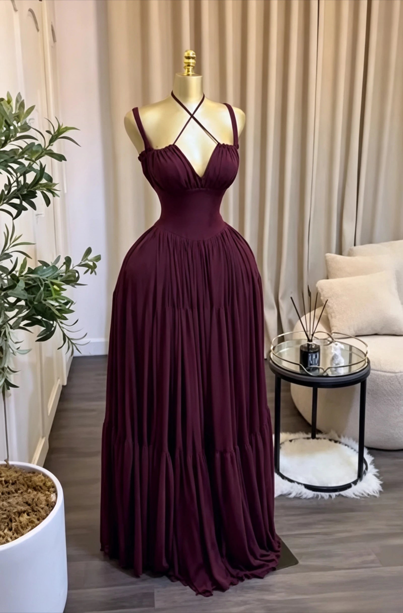 Sculpted Halter Maxi Dress
