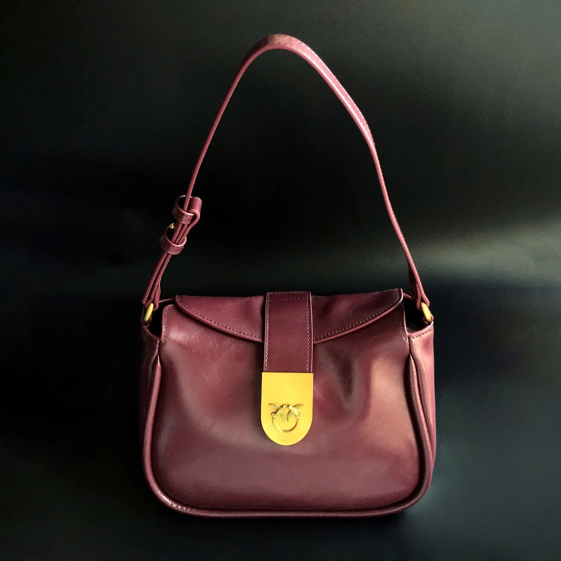 Luxury Pinko-Inspired Leather Swallow Bowling Bag